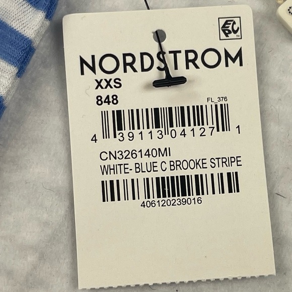 Caslon Shirt Womens XXS Brooke Stripe Tee Blue White Short Sleeve V-Neck Soft - Picture 10 of 11